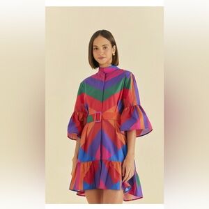 Farm Rio- Strip Colorful Dress size M.